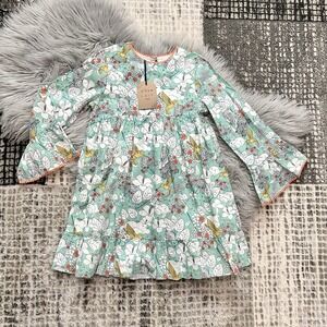 Coco Au‎ Lait Floral Green Dress Size 10Y Hummingbird-Bunny-Floral